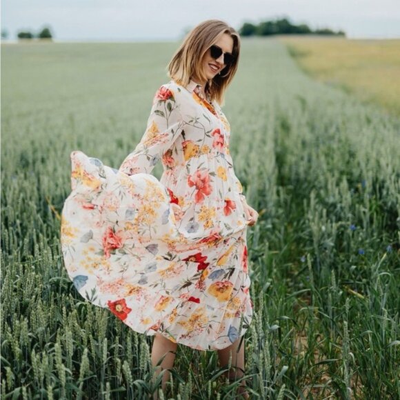 Blogger’s Favourite Zara Floral Print Maxi Shirt Dress size S - Picture 1 of 16